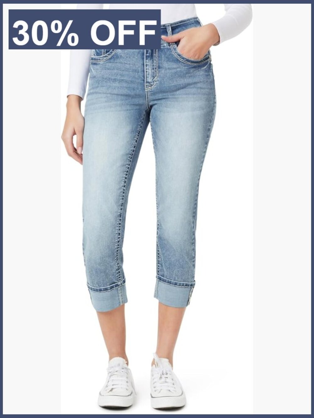 High Rise Curvy Crop Skinny Jeans 23.5" Inseam Insta Stretch Denim